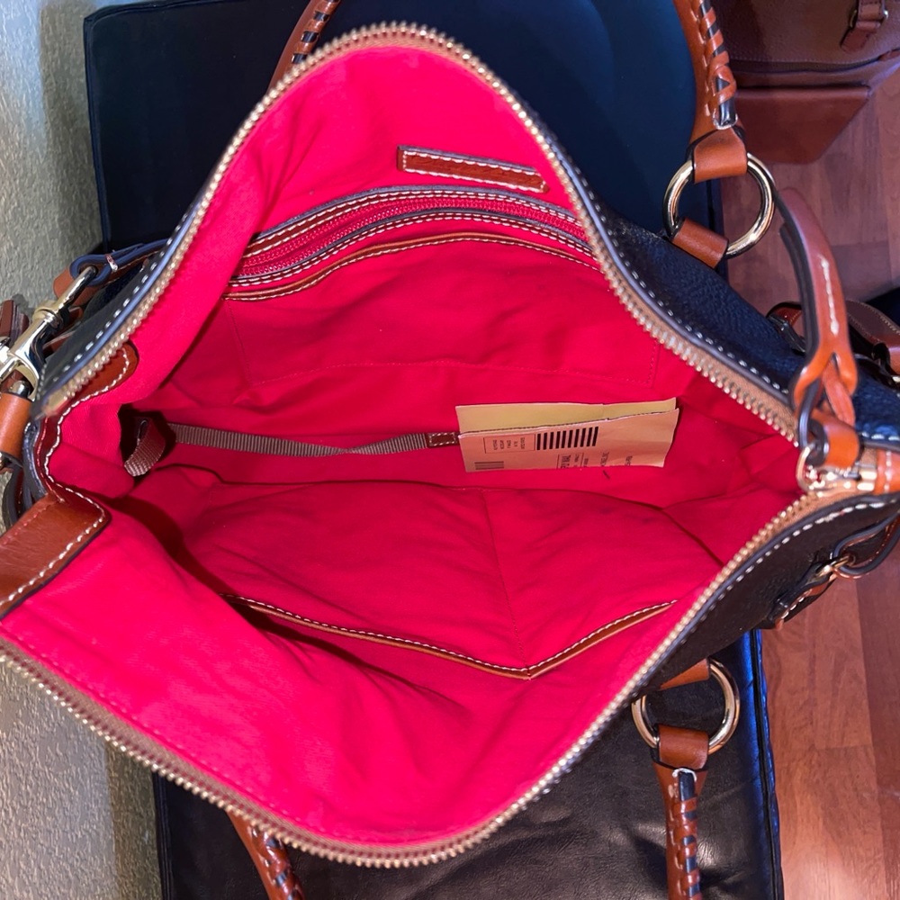 Dooney & Bourke All Weather Leather Black and Tan Satchel - Picture 5 of 5